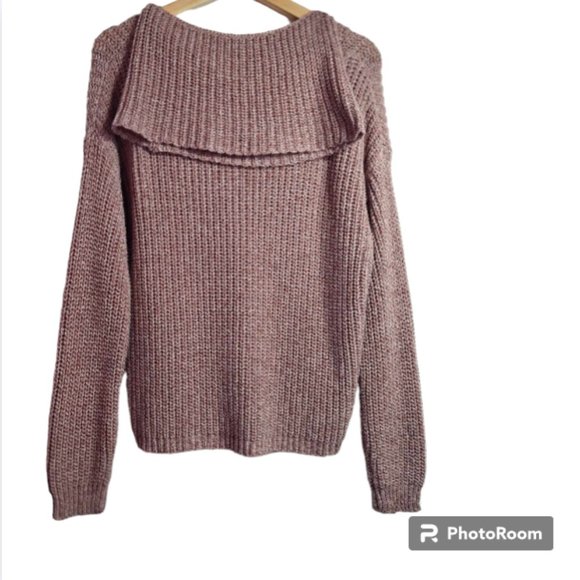 Rag Poets Pullover Knit Sweater Marled Long Sleeve Cowl Neck Cut Out Size Large - Picture 5 of 9